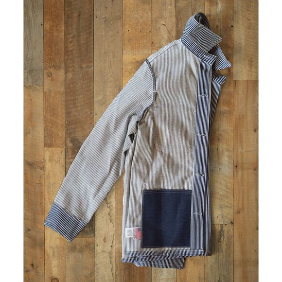 LC King Mfg Hickory Stripe Chore Coat in Railroad Stripe Denim size Medium NWT - Picture 2 of 11